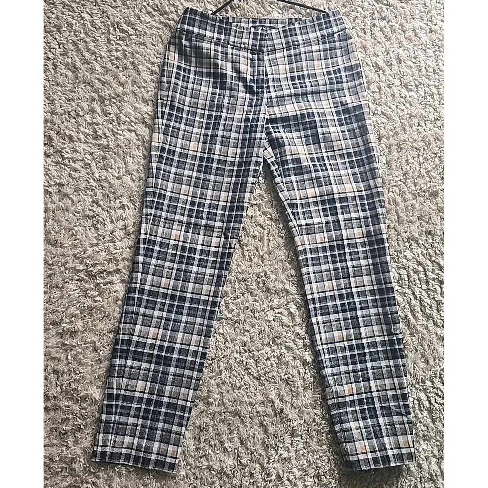 Nine West Womens Checkered Plaid Casual Dress Pants Trousers‎ Flat Front Size 4